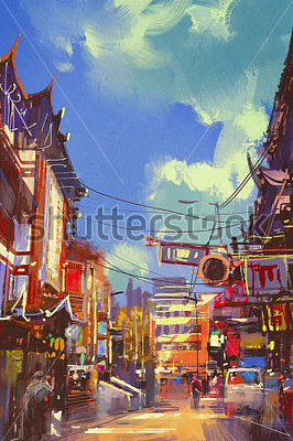 Картина Торговая улочка - Луатонг Тити 
