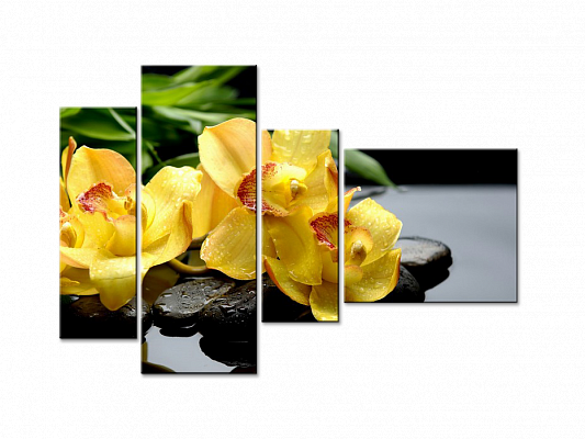 Картина Жовті орхідеї - З чотирьох частин 