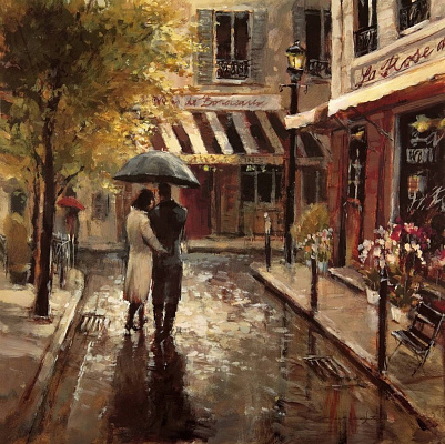 Картина Пара под зонтом - Хейтон Брент 