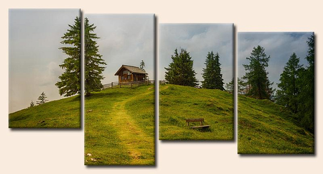 Картина Дом на склоне - Из четырех частей 