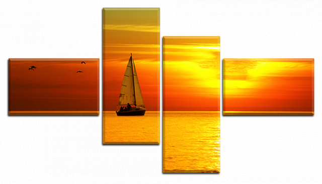 Картина Яхта на заході сонця - З чотирьох частин 