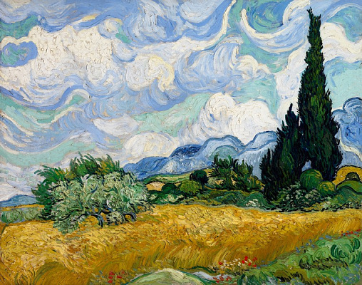 Картина Поле пшеницы с кипарисами - Ван Гог Винсент 