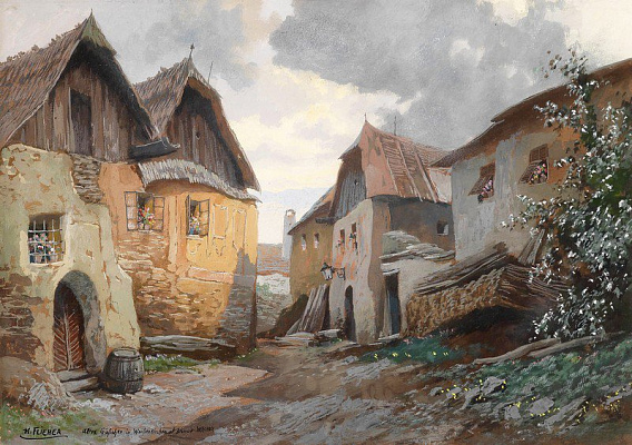 Картина Старые переулки - Флиер Карл 