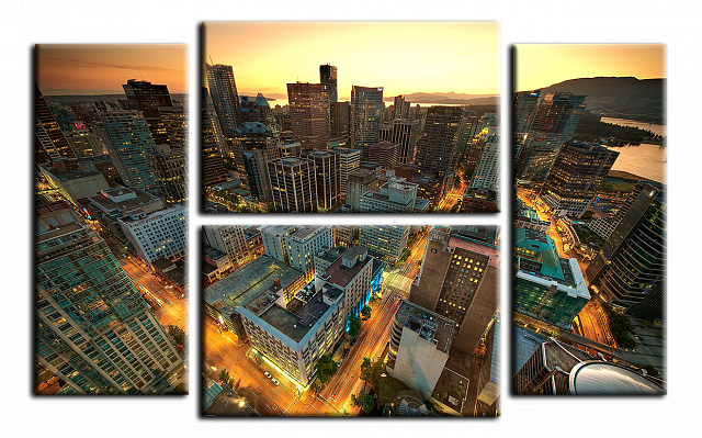 Картина Огни Ванкувера - Из четырех частей 