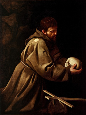 Картина Святой Франциск молится - Караваджо Микеланджело  