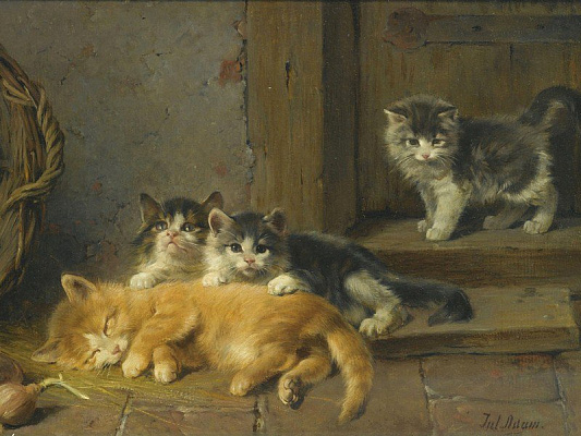 Картина Четыре котенка - Адам Юлиус 