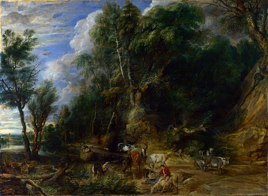 Картина Пейзаж с водопоем - Рубенс Питер Пауль 