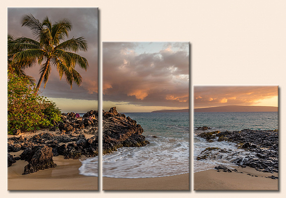 Картина Захід сонця на райському пляжі - З трьох частин 