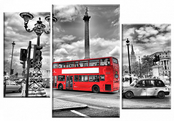 Картина Красный автобус 4 - Из трех частей 