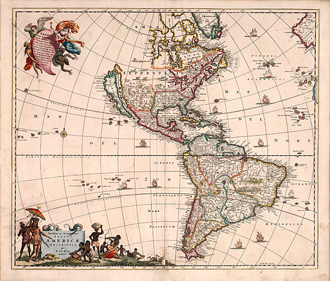 Картина Стара карта Америки 1682 - Карти на стіну 
