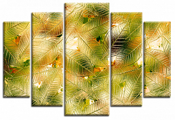 Картина Бронзове листя - З п'яти частин 