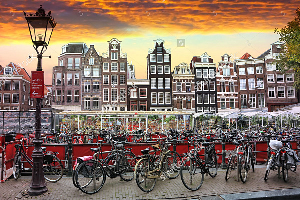 Картина Парковка велосипедов в Амстердаме - Город 