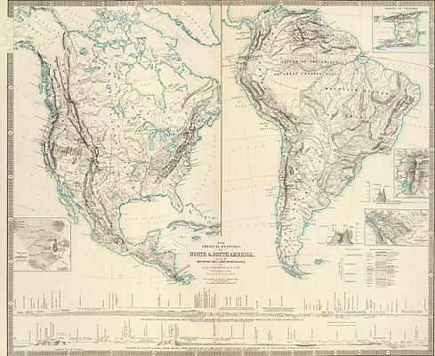 Картина Карта Північної та Південної Америки 1856г - Карти на стіну 