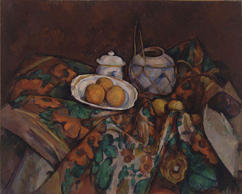 Картина Натюрморт с кувшином, вазой для сахара и апельсинами - Сезанн Поль 
