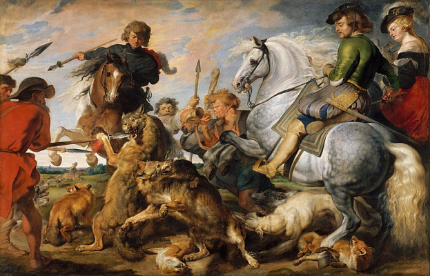 Картина Охота на волков и лису - Рубенс Питер Пауль 