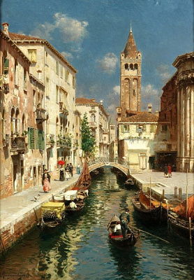 Картина Гондола на венецианском канале  - Санторо Рубенс 