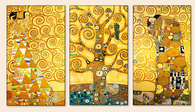 Картина Г. Климт - Древо жизни. Триптих - Вытянутые 