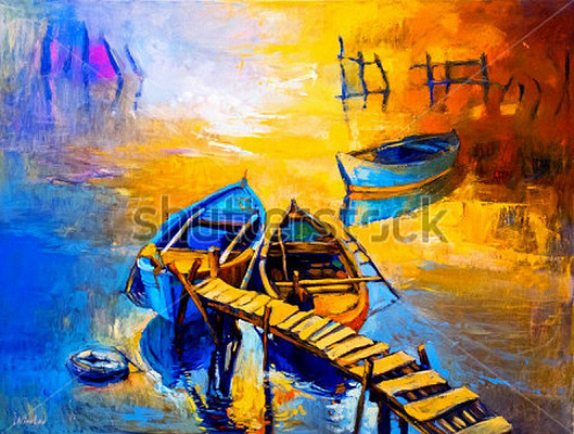 Картина Лодки на закате - Николов Ивайло  