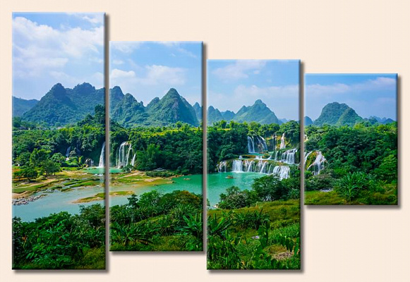 Картина Горные водопады - Из четырех частей 
