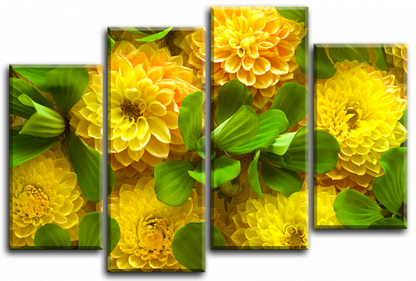 Картина Желтые цветы 2 - Из четырех частей 