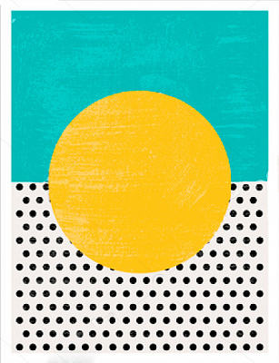 Картина Желтый круг на бирюзовом - Канате 