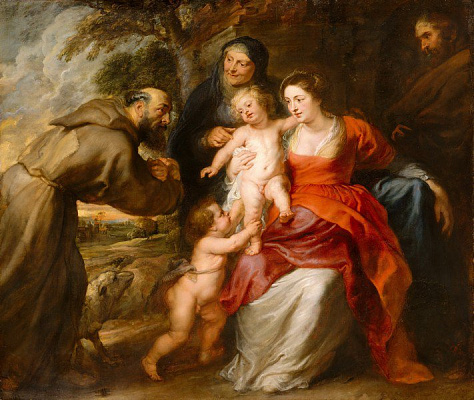 Картина Святое семейство со св.Франциском и св.Анной и юным Иоанном Крестителем - Рубенс Питер Пауль 