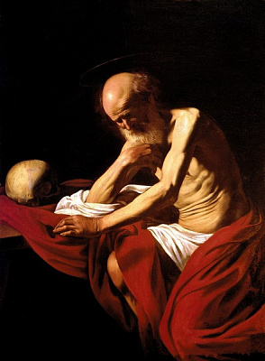 Картина Святий Ієронім у роздумі - Караваджо Мікеланджело 