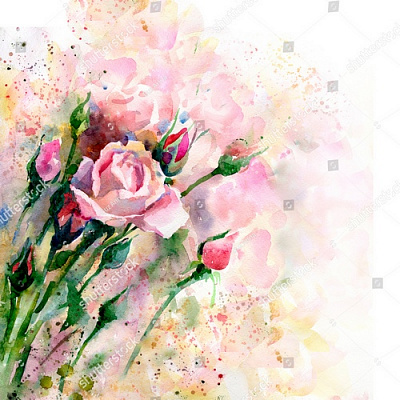Картина Розы акварелью - Цветы 