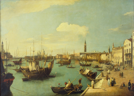 Картина Венецианские гондолы на воде - Каналетто 