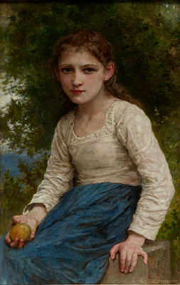 Картина Девушка с яблоком - Бугро Уильям-Адольф 