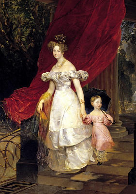 Картина Портрет великой княгини Елены Павловны с дочерью Марией - Брюллов Карл 