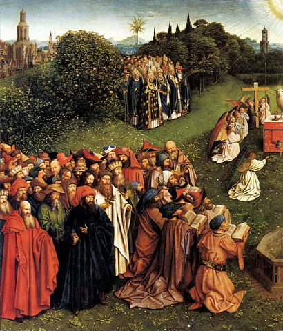 Гентский алтарь. Поклонение Агнцу (деталь 3)