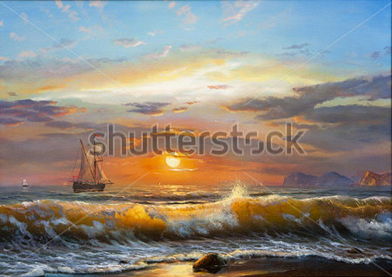 Картина Захід сонця над вітрильником - Куліаніонак Лілія 