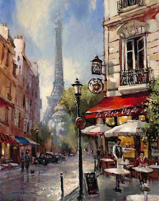 Картина вид на эйфелеву башню - Картины для кафе 