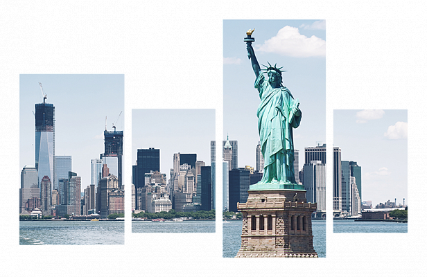 Картина Нью-Йорк. Статуя Свободы - Из четырех частей 