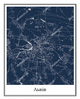 Картина Карта Львова 2 - Карти на стіну 