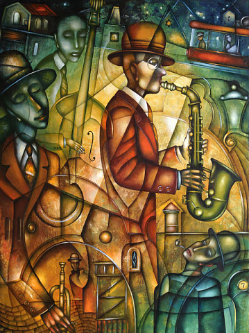 Саксофонист играет джаз
