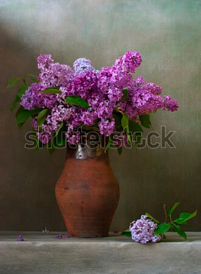 Картина Букет бузку в коричневий глечик - Квіти 