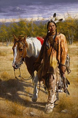 Картина Индеец и конь - Мужские национальные 