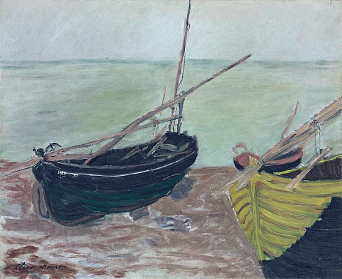 Картина Рыбацкие лодки на берегу - Моне Клод 