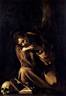 Картина Святой Франциск в размышлении - Караваджо Микеланджело  