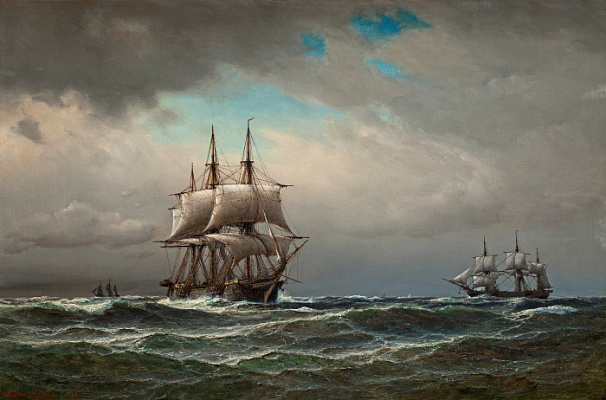 Картина Корабель у морі - Мельбю Антон 