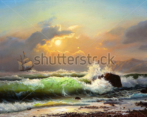 Картина Бурное море на закате - Кулианионак Лилия 