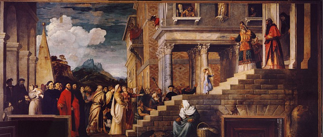 Картина Введение Девы Марии во храм - Вечеллио Тициан 