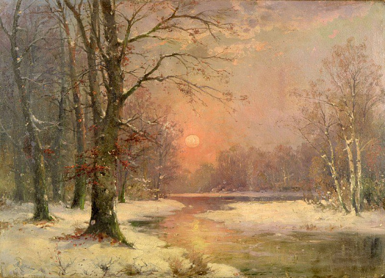Картина Заход солнца зимой - Кауфман Адольф 