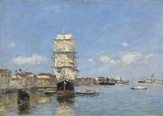 Картина Венеція, корабель біля причалу - Буден Ежен 