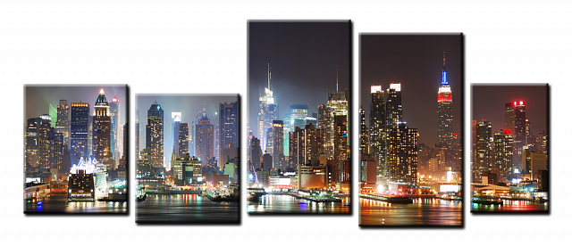 Картина Город с небоскребами - Из пяти частей 