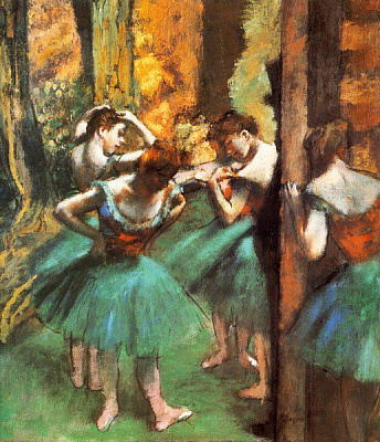 Картина Танцовщицы в зеленом и розовом - Дега Эдгар 