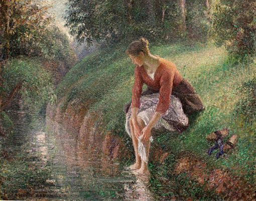 Картина Жінка, що миє ноги - Пісарро Каміль 