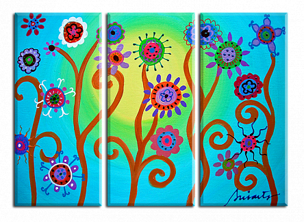 Цветы на синем фоне